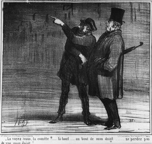 Czy widzisz kometę? w górę... na końcu mojego palca... nie trać z oczu mojego palca!... , rysunek Honore Daumier (1808-1879). „Charivari” autorstwa Honoré Daumier