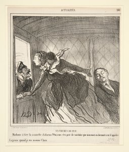 W pociągu: Madame zadzwoniła do drzwi autorstwa Honoré Daumier