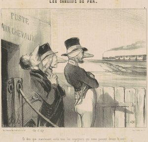I... Voila... Podróżnicy, którzy mijają nas przed naszymi nosami! autorstwa Honoré Daumier