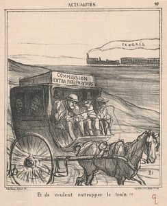 I chcą dogonić pociąg!!! autorstwa Honoré Daumier