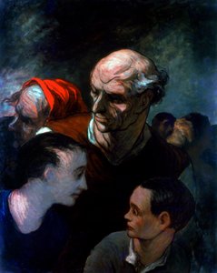 Rodzina na barykadzie podczas Komuny Paryskiej, 1870 autorstwa Honoré Daumier