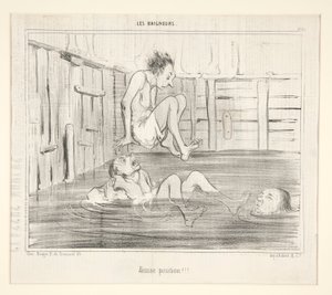 Zła pozycja!!! z Kąpiących się autorstwa Honoré Daumier