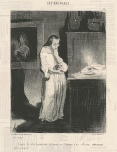 Kobieta z humanitarnych listów oddająca się mężczyźnie ... autorstwa Honoré Daumier