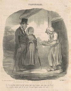 Kobieta z humanitarnych listów oddająca się mężczyźnie ... autorstwa Honoré Daumier