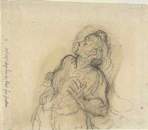 Przerażona kobieta autorstwa Honoré Daumier