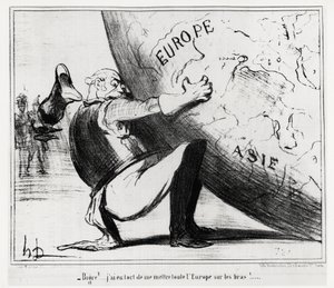 Niemcy: bigre!... myliłem się, biorąc całą Europę na swoje ręce. Ilustracja Honore Daumier (1808-1879), opublikowana w wiadomościach „Charivari” z 25 stycznia autorstwa Honoré Daumier