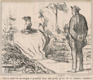Wolałbym widzieć huragan wędrujący po moim ogrodzie niż jedną z tych cholernych krynolin! autorstwa Honoré Daumier