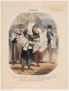 Sprzedawcy gazet Sprawy bieżące (tytuł serii) Aktualne (tytuł serii na obiekcie) autorstwa Honoré Daumier