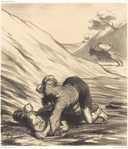 Osioł i dwaj złodzieje autorstwa Honoré Daumier