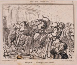Wystawa uniwersalna - Widok z baru w czasie upałów autorstwa Honoré Daumier