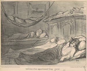 Wnętrze przeładowanego mieszkania... autorstwa Honoré Daumier