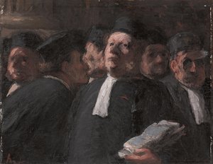 Salle des Pas-perdus w Pałacu Sprawiedliwości, autorstwa Honoré Daumier
