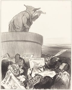Konstytucja kontemplująca horyzont polityczny autorstwa Honoré Daumier