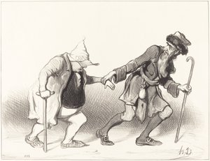Żyd konstytucyjny i wędrujący autorstwa Honoré Daumier
