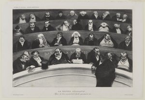 Le Ventre Législatif: Aspect des benches ministériels de la chambre improstitée de 1834 lub The Legislative Belly: Widok na ławy ministerialne w Izbie Prostytutki z 1834 r. autorstwa Honoré Daumier