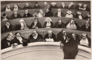 Le Ventre législatif. Aspects des bancs ministériels de la chambre improstituée de 1834 / The Legislative Belly. Widok ław poselskich izby nieprotestowanej z 1834 r. 1834. autorstwa Honoré Daumier