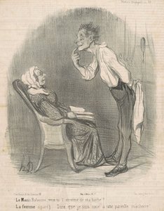 Mąż. Bobonne, chcesz prezent od mojej brody? autorstwa Honoré Daumier
