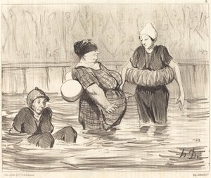 Ostrożni kąpiący się autorstwa Honoré Daumier