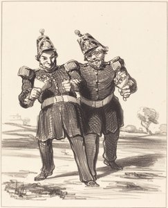 Dwóch radosnych bankietów autorstwa Honoré Daumier