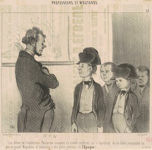 Uczniowie placówki Pascareau przymierzają nowy mundur... autorstwa Honoré Daumier