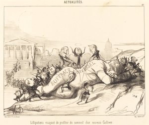 Lilliputi próbują cieszyć się snem... autorstwa Honoré Daumier