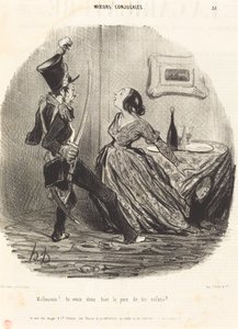 Niefortunny! więc chcesz zabić ojca swoich dzieci? autorstwa Honoré Daumier