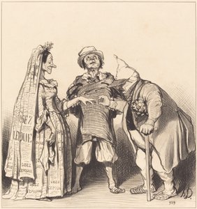 Małżeństwo Czasu i Konstytucji autorstwa Honoré Daumier