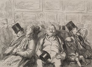Chwila odpoczynku w Salonie Carré. autorstwa Honoré Daumier
