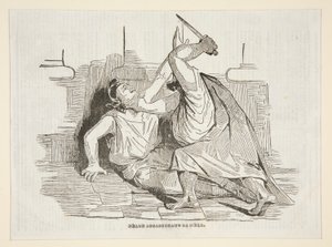 Neron mordujący matkę, z Charivari 9 kwietnia 1834 autorstwa Honoré Daumier