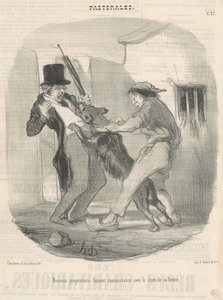 Nowy właściciel poznaje psa... autorstwa Honoré Daumier