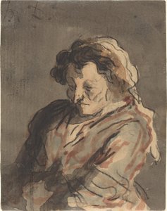 Stara kobieta w pozycji siedzącej autorstwa Honoré Daumier
