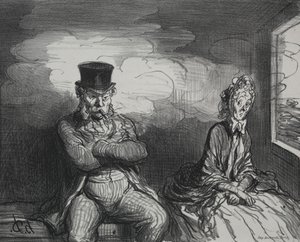 W pociągu: przyjemny towarzysz autorstwa Honoré Daumier