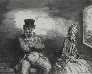W pociągu: przyjemny towarzysz, 1862. autorstwa Honoré Daumier