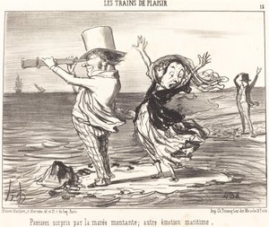 Paryżanie zaskoczeni przypływem... autorstwa Honoré Daumier