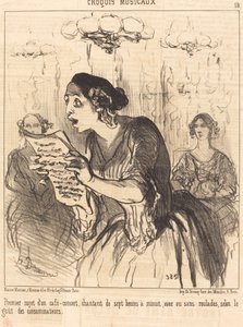 Pierwszy temat rozśpiewanej kawiarni-koncertu... autorstwa Honoré Daumier