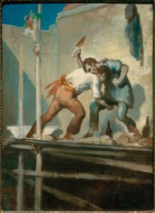 Przepychający się murarze autorstwa Honoré Daumier