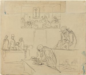 Scena Trybunału (Wyrok) autorstwa Honoré Daumier