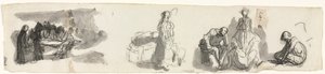 Arkusz opracowań z grupą czterech figur po prawej (recto) autorstwa Honoré Daumier