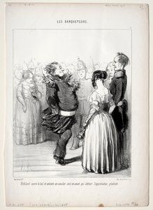 Bankiety, płyta 5: Rifolard otwiera piłkę, 1848. autorstwa Honoré Daumier