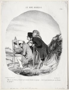 Dobry mieszczanin, tab. 23: Ale tak, moja droga, zapewniam cię, że ten pan rysuje..., s. 184 autorstwa Honoré Daumier