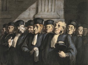 Prawnicy prokuratury, początek lat 60. XIX wieku autorstwa Honoré Daumier