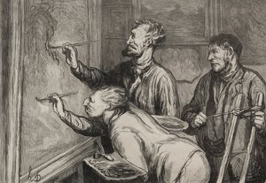 Malarze: Ostatnie pociągnięcie pędzla, Ekspozycja z 1868 roku. autorstwa Honoré Daumier