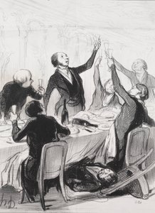 Filantropi dnia, płyta 8: 43-ty toast… za Towarzystwo Wstrzemięźliwości, 1844. autorstwa Honoré Daumier