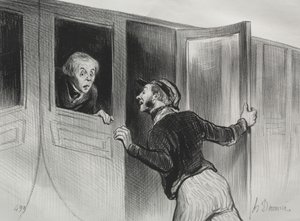 Koleje, płyta 11: Niebezpieczeństwo spania w podróży autorstwa Honoré Daumier