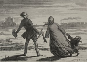 Kolej: za późno. autorstwa Honoré Daumier