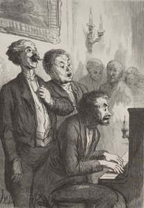 The Singers: The Singers w salonie autorstwa Honoré Daumier
