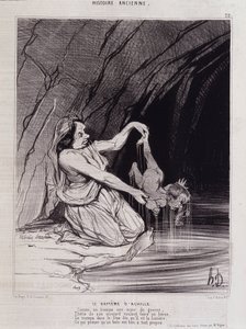 Chrzest Achillesa – w „” Charivari” w.1840 – Honore Daumier autorstwa Honoré Daumier