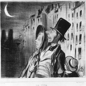 Widok: serial zaczerpnięty z „Cinq sens” Honore Daumiera (1808-1879). „” Charivari”” autorstwa Honoré Daumier