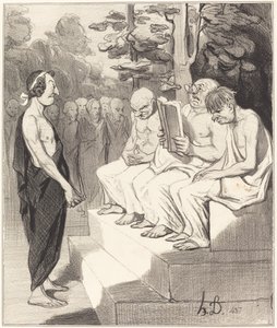 Telemach przesłuchiwany przez mędrców autorstwa Honoré Daumier