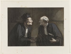 Dwaj prawnicy podają sobie ręce // Deux avocats: la poignée de main autorstwa Honoré Daumier